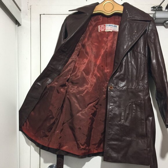 VINTAGE CUBALAN BELTED LEATHER JACKETS SIZE 10 - Picture 4 of 15